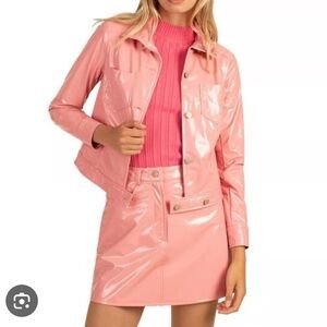 Trina Turk Pink Andre Faux Leather Jacket and Skirt Set